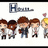 Pixelated cartoon characters in a row beneath stylized text, with varied hair colors and clothing styles.