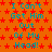 A static image with orange background, red star pattern, and repeated cyan text "I Can't Get Him Out Of My Head!" in three