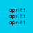 four on a cyan background, each containing three of 'april!!!' text with blue highlight bars shifting position across frames