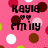 Pink polka-dot background with brown, white, and light pink circles; black text reads 'Kayla', 'emily', 'best friends forever.' with heart symbols.