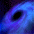 A pixelated blue and purple spiral galaxy with a black central void on the left, next to green text reading 'Original Icons .com' on a dark green background.