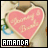 A heart-shaped icon with pink fill and white outline displays the name 'AMANDA' in pixelated text below, showing two animation states.