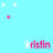 A static image with a light blue background featuring repeated pink text 'kristin' and scattered white and pink dots.