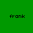 Green background with four instances of the word 'frank' in black pixelated text, each positioned near a bright green rectangular bar.