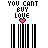 A 4x4 contact sheet of animated frames showing a barcode with pink heart above and "YOU CAN'T BUY LOVE" text repeated in pixelated font, each frame displaying different bar widths.