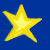 Yellow star with radiating lines on blue background, transitioning from solid to animated burst effect