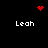 Four identical white text labels 'Leah' on black background with red pixel art symbols above and below.