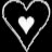 A pixelated heart shape composed of white and gray tones on a black background, with an inner solid white heart centered within the outline.