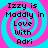 Four identical display text over a pink and cyan spiral background with black pixelated lettering