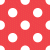 Red background with white polka dots arranged in a repeating grid pattern, each dot uniformly sized and spaced.