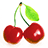 Pixelated cherry icon with green leaf on white background, paired with cyan text blocks reading 'Syd And Miarah 2 heads 2gether' and 'Syd And Lauryn 2 heads 2gether'.