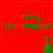 Red square icon with green text 'Merry Christmas!' and two variations of a small green tree graphic in the lower corners.
