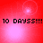 Red background with four identical displaying '10 DAYSS!!!' text and pink light effects