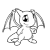 Pixelated grayscale icon of a Shoyru with large ears, wings, and a single black eye on its face.