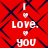 Red background with dark blue diamond lattice pattern; white text "I love. you" repeated vertically in four identical sections, each separated by small heart symbols.