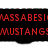 Red pixelated text on black background with partial white and gray areas, showing repeated 'MASSABESI' and 'MUSTANGS' segments.