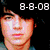 Six show a person with changing hairstyles and expressions, each displaying '8-8-08' text in red or white digital font