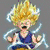 Six pixelated anime-style character portraits arranged in a , featuring spiky-haired figures in dynamic poses with energy effects