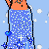 Pixelated cartoon contact sheet showing a female character in blue bikini top and patterned skirt with visible tattoos, accompanied by text "There is no need to Protect me..." on light blue background with white dots.