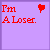 Purple background with red text reading "I'm A Loser." and a small red heart symbol, repeated in four