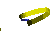 Animated sequence of a blue @ symbol with a yellow curved line rotating around it against a gray background.