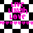 Pixelated icon with pink text 'LIVE LAUGH LOVE' over black-and-white checkered background, bordered by horizontal of small pink hearts