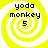 Yellow and white spiral pattern with black text "yoda monkey 5" arranged in a circular layout.
