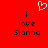 Red background with white pixelated heart above black text reading 'i love Sianna' repeated twice in a