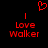 Red pixelated text and symbols on black background: two 'Love Walker' labels with vertical lines above, a heart symbol at top center.