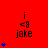 Red background with repeated 'i <3 jake' text and blue star clusters; stars animate in vertical sequences across three