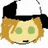 Pixelated cartoon head with blonde hair and green eyes, wearing a black-and-white cap on white background.