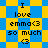 Pixelated text reads 'I love emma<3 so much <3' on a blue-yellow checkered background with animated diamond-shaped pattern changes.