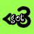 Green background with black and white text-based icons featuring heart symbols, 'got' text, and question marks in various configurations.
