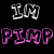 Pixelated text reads 'I'M ARE PIMP YOUR' in two on black background, with white and purple lettering