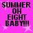 A static image with a bright pink background featuring four identical text blocks arranged in a , each displaying 'SUMMER OH EIGHT BABY!!!' in bold black pixelated font with white star shapes scattered around