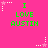 Bright pink background with green text reading "I LOVE AUSTIN" in pixelated font, surrounded by white and pink star-shaped pixel clusters.