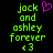 Green pixelated text reads 'jock and ashley forever <3' with a pink heart symbol above the first line on black background.