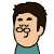 Pixelated cartoon head with brown hair and teal shirt, showing sequential mouth expressions from closed to open.