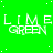 Lime green background with repeating white text 'LIME' and 'GREEN' in pixelated font, scattered small white dots across the surface.