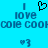 Pixelated blue background with repeated text and symbols, featuring 'I love Cole Cook' in blue pixel font and black heart icons.