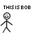 Animated stick figure sequence showing Bob's transition from happy to annoyed by pink figures, with text labels and a red explosion effect.