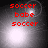Red text reading 'soccer babe soccer' appears over a grayscale background with shifting light effects