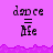 Pixelated text 'dance = Me' repeated across a purple background with a jagged lower border, transitioning from full to partial view