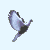 Animated sequence of a bird in flight showing wing positions from outstretched to folded, with body and tail visible against light background.