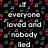 Pixelated text-based image with fragmented phrases on dark and pink backgrounds, featuring white text on black rectangles.