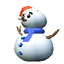 Animated snowman buddy icon with Santa hat and blue scarf in 4x4 contact sheet of 14 frames showing subtle pose/expression changes.