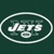 Green background with white oval outline containing stylized white text reading 'JETS' and a circular emblem below it.