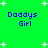 Green background with white star shapes and blue text reading "Doddys Girl" in four identical arrangements.