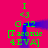 A static image with a bright pink background featuring two identical mirrored green text blocks connected by blue curved lines, each containing 'I <3 G-12 [Taeonic 4EVA]' in pixelated font.