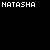 Animated sequence of pink heart shapes forming and fading around the text 'NATASHA' on a black background, with varying heart counts per frame.